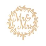 rosenice MR MRS Cake Topper Wooden Cake Topper for Engagement Birthday Wedding Cake Decoration (Garland)
