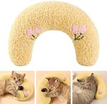 Fnaobai Pet Small Pillows for Small Dogs Cat U-Shaped Puppy Neck Pillow for Indoor Improve Relief Sleeping Machine Washable (Yellow)