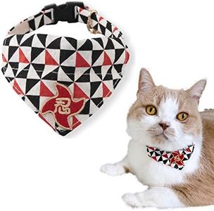 Necoichi Ninja Cat Bandana Collar (Black) with Bell Safety Breakaway Soft Lightweight for Cats Kitty Kitten Japanese Stylish Pattern, No.1 Seller in Japan