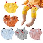 5 Pairs Baby Crawling Anti-Slip Knee Pads, Unisex Cotton Toddlers Kneepads Elastic Leg Warmers