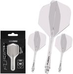 Winmau Darts Fusion Integrated Flight & Shaft System - No.2 Shape & Design - Clear Colour, Intermediate Length