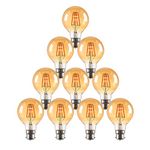 B22 Bayonet Cap Fitting LED Light Bulb 4W 35Watt Equivalent, Energy Saving, Filament G80 Decorative Light Bulbs, Amber 2200K, Long-Lasting, Bright Led Bulbs, 380 Lumen, Non-Dimmable, Pack of 10