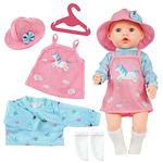 Aolso Baby Doll Clothes for 14-18 Inch Doll 35-45 cm Baby Doll, New Doll Clothes Outfits, Sweet Outfits Long Sleeve Strap Dress with Coat hanger, New Born Baby Dolls Girls Birthday (Pink-Blue)