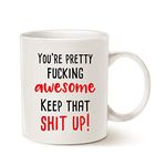 This Funny Saying Quote Coffee Mug, You're Pretty Awesome Present for Friend Cute Cup White, 11 Oz