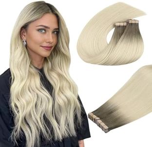 DOORES Tape in Hair Extensions Human Hair, Light Ash Brown to Ash Blonde 40pcs 26 Inch 120g, Hair Extensions Tape in Extensions Skin Weft Natural Long Straight Hair