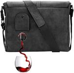 PortoVino Messenger - Vegan Leather Wine Bag with Hidden Insulated Compartment and Dispenser Flask that Holds and Pours 2 bottles of Wine! Suitable for Traveling, Concerts, and Bachelorette Parties!