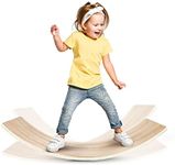 Yes4All Wooden Wobble Balance Board for Kids, 36 Inch Rocker Board Natural Wood, Seesaw Toy Toddlers, Yoga Curvy Board for Office & Classroom Adult