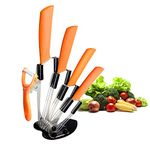 CORESLUX Ceramic Knife Set, Kitchen Chef Knife Set Vegetable Bread Knife Super Sharp Five Piece, 6"Chef Knife, 5"Utility Knife, 4"Fruit Knife, 3"Paring Knife, 1''Peeler, Rust Proof Stain Resistant