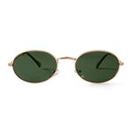 GIFIORE Oval Non-Polarized Sunglasses Vintage Retro Sunglasses Designer Glasses For Women Men (Gold Frame Green Lens, 42)