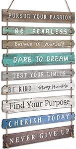 FairySandy Inspirational Wood Decor, Rustic Motivational Sign, Positive Quotes Wooden Plaque for Home Office Living Room Bedroom (Green, 2.36 x 11.22 inches)