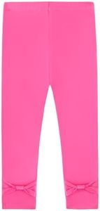 DREAMHALO Toddler Girls Long Pants-Viscose Made from Bamboo, Kids Leggings Soft Ribbed Bottoms with Bow for Little Girl Pink 3T