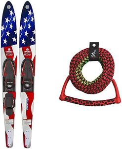 O'Brien Celebrity Combo Water Skis, Flag, 68" and Airhead Water Ski Rope with Radius Handle, 3 Section for Water Skis, Wakeboards and Kneeboards