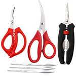 Seafood Scissors and Lobster Forks Set of 6 pcs for Kitchen Seafood Fish Crab Shrimp Scissors Set
