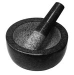 Simpa Large Solid Premium Black Granite Stone Mortar & Pestle Set - 16cm(6.3") Diameter