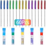 60 Pieces Sewing Machine Needles Universal Regular Point Machine Needles for Singer, Brother, Janome, Varmax with Size in HAX1 65/9, 75/11, 90/14, 100/16, 110/18 (5 Colors)