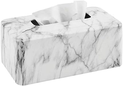 mDesign Metal Modern Tissue Box Cover Decorative Rectangular Facial Tissues Holder for Bathroom, Vanity, Countertop, Bedroom, Night Stand; Holds Tissue Boxes up to 4" Tall - Vivi Collection - Marble
