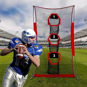 Doublehorse Football Target Net,5x7ft Football Throwing Net,Football Kicking Training Net with 3 Target Pockets