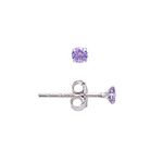 3MM Sterling Silver Earrings Amethyst Purple Cubic Zirconia Studs for Women Men