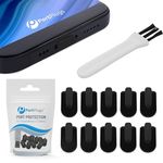 PortPlugs 10 Anti Dust Plugs, Compatible with iPhone 11, X, XS, XR, 8, 7, 6 Plus, Max, Pro, AirPods, Protection from Dirt, Sand, Lint, and Debris with Port Cleaning Brush (Black)