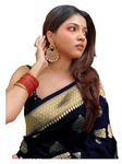 Sugathari Women's Banarasi Saree Pure Kanjivaram Silk Saree Soft new ladies 2023 Design Wear Pattu Sarees Latest Cotton Party Sari collections With Blouse Piece for Wedding sadi (PARI 122 BLACK)