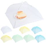 ilauke 8 Pack Pop Up Mesh Food Cover Tent, 17 Inches Mesh Food Net Reusable and Collapsible Cover Umbrella Keep Out Flies, Bugs, Mosquitoes