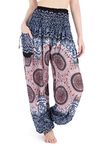 Lannaclothesdesign Harem Pants Women High Waist Bohemian Yoga Pants with Pockets - Boho Hippie Clothes, Black White, S