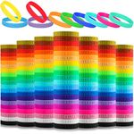 Jerify 200 Pcs Jesus Loves You Silicone Bracelet Christian Wristbands Bulk Bible Verse Rubber Bracelet Religious Colorful Bands for Party Favors Gifts Prizes(Engraved)