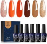 Beetles Gel Nail Polish Set, 6 Colors Golden Emprie Fall Winter Orange Brown Yellow Gold Glitter Gel Polish Wine Red Gel Nail Soak Off UV LED Gel Nail Art DIY Home Manicure