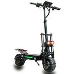 HWWH Offroad Electric Scooter Adult Fast Folding E Scooters High Power Dual Motor Twist Grip Throttle 11" All Terrain Tubeless Vacuum Tire Dual Suspension Disc Brake 60V 38Ah Lithium Battery