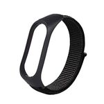 CellFAther® Nylon Wristband Strap Compatible for Mi Band 6/5/4/3 Adjustable Sport Wristband Synthetic Fabric Strap (Black)