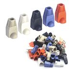 LEENUE RJ45 CAT6 Boot Cover 50 Pack RJ45 CAT6 Boot Cover CAT5E CAT6 Cable Strain Relief Boots Mixed Color for Ethernet Network