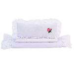 White Eyelet Doll Bedding 3pc. Sized to Fit American Girl Doll Bed - Includes Pillow, Doll Comforter & 3rd Bedding Piece