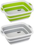 2 Pack Collapsible Cutting Board, Foldable Dish Tub with Draining Hole, Portable Chopping Board with Colander, 3 in 1 Multifunction Camping Sink for Washing Dish, Bowl, Vegetables and Fruit