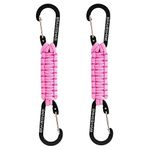 BRAVESHINE 2 Pack Paracord Keychain Hook D Ring Carabiner Clips for Water Bottle, Keys, Backpack, Boys, Girls, Men, Women, Pink, 7.3 Inch Long