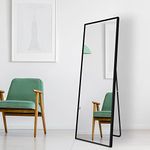 Beauty4U Full Length Mirror 140x40cm Free Standing, Hanging or Leaning, Large Floor Mirror with Black Aluminum Alloy Frame for Living Room or Bedroom, Rectangle