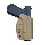 Kydex OWB Holster Fit Glock 19 19x / Glock 23 25 32 / Glock 17 22 31 Glock 26 27 30s (Gen 1-5) CZ P10 Pistol Case Waistband Outside Carry 1.5-2 Inch Belt Clip (Tan, Right Hand Draw (OWB))