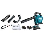 Makita 36V(18Vx2) LXT Brushless 473 CFM Blower/Vacuum Kit with 6.0Ah Battery(2 Pack), Rapid Charger 120 MPH, 3-in-1 Mulcher, 10:1 Mulch Ratio, Variable Speed, XPT, Commercial Duty