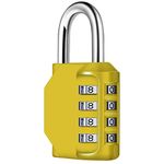 Combination Padlock, Diyife Heavy Duty 4 Digit Padlock Weatherproof Outdoor Locker Padlock with Code for School Gym Locker, Hasp, Outdoor Shed, Storage, Cabinet, Toolbox (Yellow)