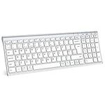 iClever Wireless Bluetooth Keyboard, Keyboard Rechargeable Bluetooth 5.1 Stable Connection to Multi Devices Silent Slim Keyboard for Mac, iPad, iPhone, iOS, Android, Windows, QWERTY UK Layout