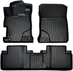 Findway F100 3D Car Floor Mat/Liner (TPE Rubber) Compatible with Honda Civic Sedan 2012-2015 with Driver Side Floor Type 1 (See The 2nd Image), All Weather, Laser Scanned. for 1st & 2nd Row - Black