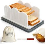 Upgraded homemade bread slicer Three different slice thicknesses Bread slicing guide with crumb tray + bread slicer + bread bag For homemade bread, bagels and cakes