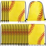 20 Pieces Softball Soccer Basketball Drawstring Bag Sports Gym Softball Soccer Drawstring Backpack Sack Bag Softball Cinch Bags for Men Women Sport Travel Gym Class Shopping Yoga (Softball)