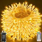 Ollny Fairy Lights Plug in - 60m 600 LED Fairy Lights Outdoor Waterproof, 8 Modes/Remote/Timer Bright Warm White String Lights Mains Powered, Outside Indoor Garden Tree Wedding Party Decorations