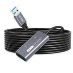 AGVEE 100ft / 30m USB 3.0 Active Extension Cable, USB3.0 Male to Female Extender Repeater Ultra Extra Long Signal Booster Cord for 2.5" 3.5" Hard Drive, Flash Driver, Mouse Keyboard, Printer, Gray