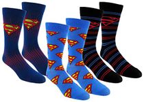 DC Comics Mens Superman Casual Crew Socks 3 Pair Pack (One Size, Superman 3)