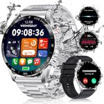 LIGE Smart Watch for Men (Answer/Make Calls),1.43" HD AMOLED Always Display Fitness Tracker Watch with 124+Sports Modes Health Monitor Sleep Monitor for Android iOS (Silver Stainless Steel)