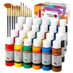 Fantastory Acrylic Paint Set 24 Classic Colors(2oz /60ml) with 12 Brushes, Good Coverage,Non-toxic,Non-fading, Waterproof, Acrylic Paint Kit for Artwork & DIY