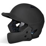 CHAMPRO HX Gamer Plus Performance Baseball Batting Helmet with Removable Jaw Guard in Solid Color Matte Finish, Black, Junior (HXMJGBJ)