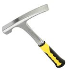 Brick Hammer, 32oz Flat Head Rock Pick Hammer with Shock Reduction Grip, Carbon Steel Geological Hammer, Double Head Bricklayer's Hammer for Mining, Geological Prospecting