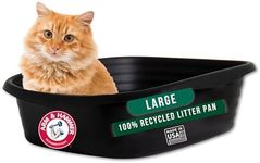 Arm & Hammer Simply Recycled Plastic Cat Litter Pan, Made in USA, Easy to Clean, Large Durable Litter Box, Black